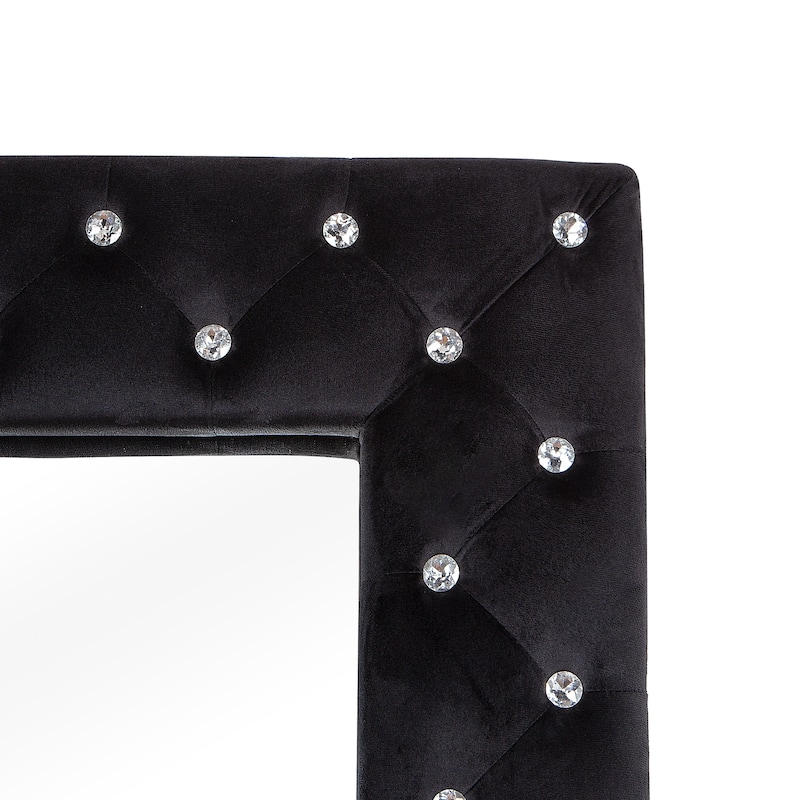 Rectangle Full Length Mirror - Black Crystal Tufted