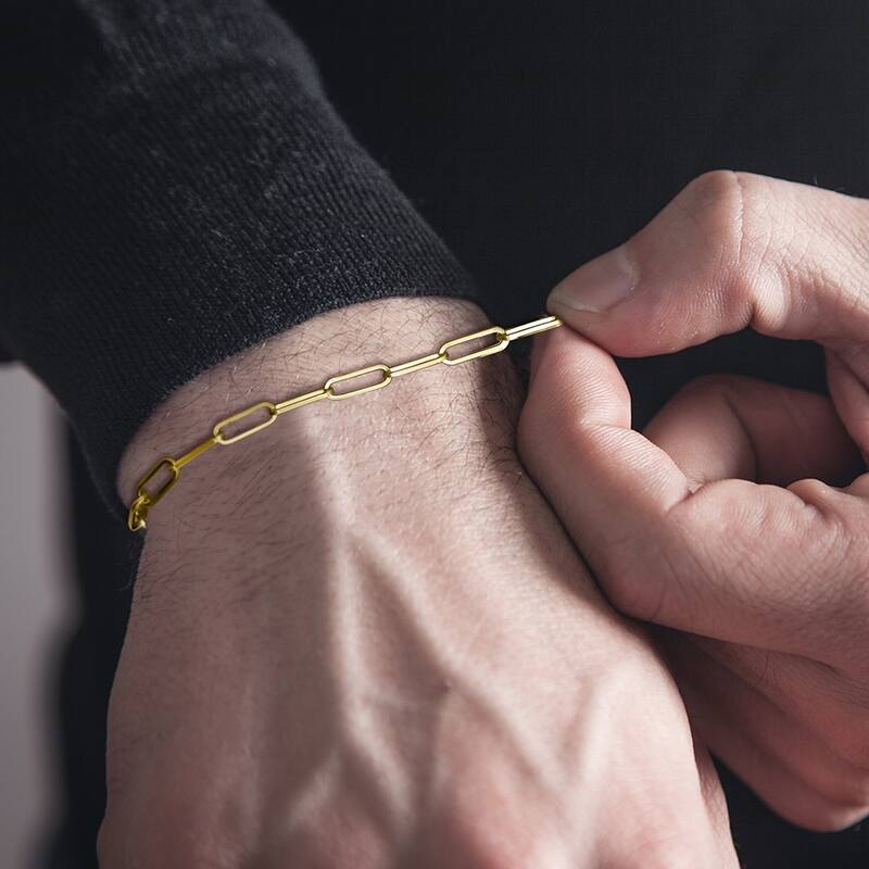 Marquee Jewels 14K Yellow Gold 3.6MM Paperclip Bracelet With Lobster Clasp