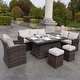 preview thumbnail 17 of 15, Morden Wicker/ Steel 7-piece Outdoor Conversation Firepit Dining Sets