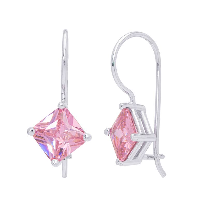 Victoria Townsend Silver Plated Glass Square Leverback Earrings- Many Colors