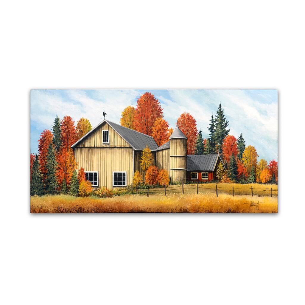 Debbi Wetzel 'Yellow Barn Fall' Canvas Art