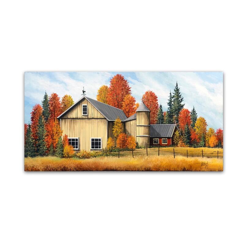 Debbi Wetzel 'Yellow Barn Fall' Canvas Art