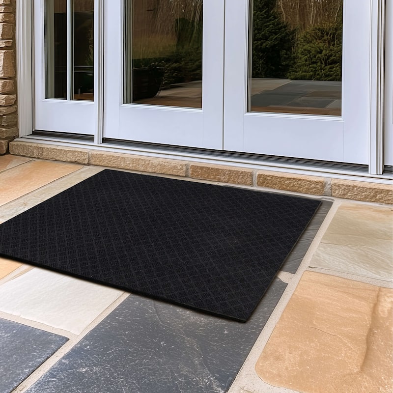 Mohawk Home Matrix Crosshatch Mat Black 3' X 4' Door Mat