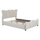preview thumbnail 8 of 9, Sumptuous Design Full Size Velvet Platform Bed with Support Slat, Upholstered Bed with Support Legs for Bedroom, Beige