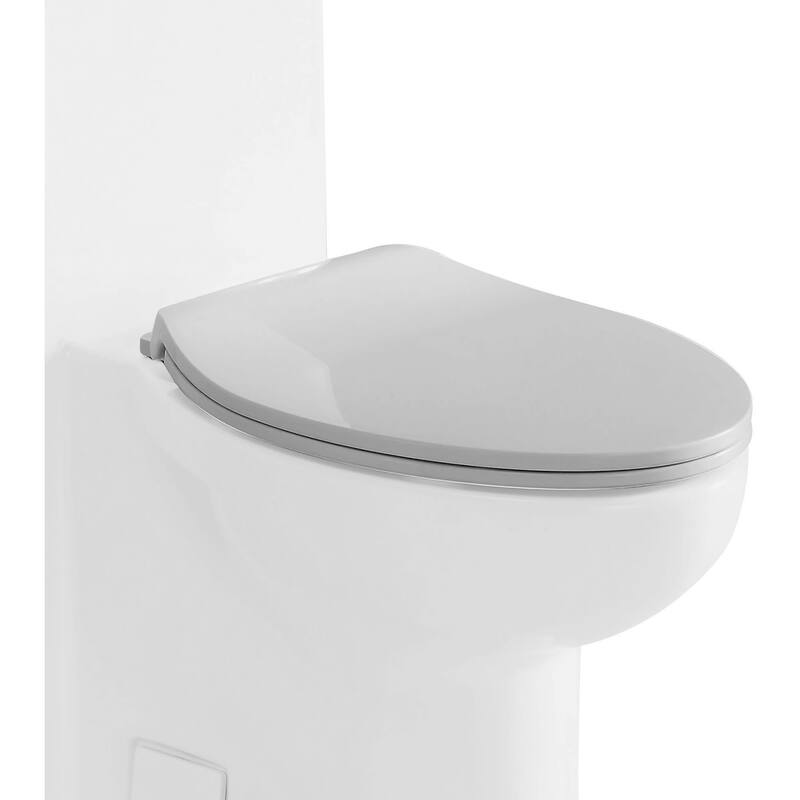 Eago Elongated Closed-Front Toilet Seat with Soft Close Hinges - White
