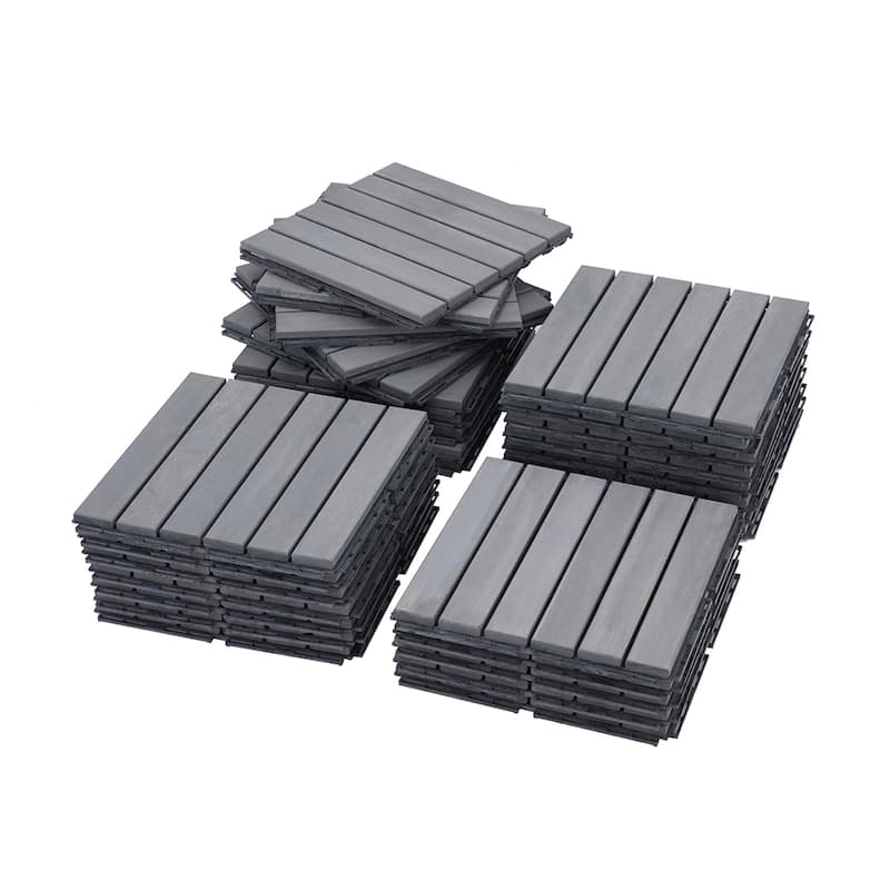 1 ft. x 1 ft. Acacia Wood Outdoor Interlocking Deck Tiles, Box of 20