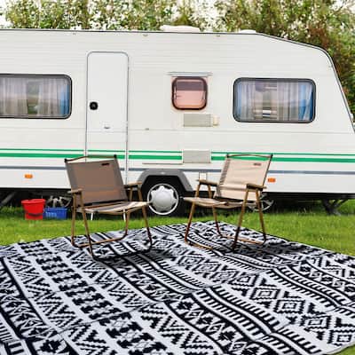 Outdoor Camping Rug, RV Outside Camping Mat for Patio, Picnic, Beach
