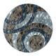 Orelsi Collection Abstract Area Rug - 5'2" Round - Blue/Brown