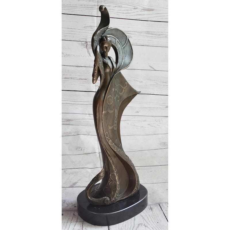 Signed Original Kin A Tribute To Erte Bronze Sculpture Marble Figurine Figure