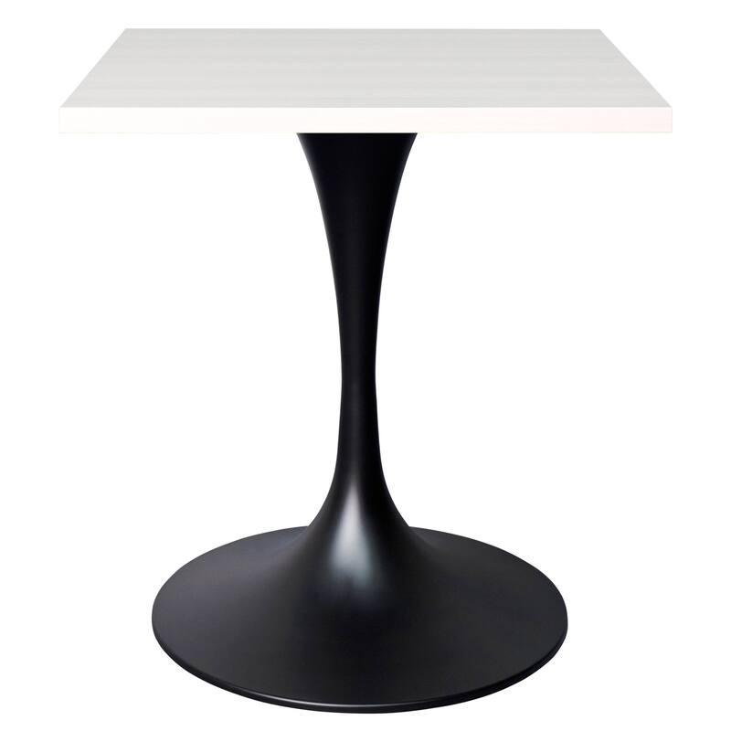 Verve 24 in. Wide Dining Table Square MDF Wood Tabletop in Black Stainless Steel Pedestal Base Accent Kitchen Table - Light Natural Wood