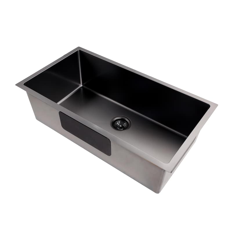 CB HOME Gold Kitchen Sink, 32" Rose Gold Undermount Kitchen Sink, Black Single Bowl Stainless Steel Kitchen Sink 16 Gauge