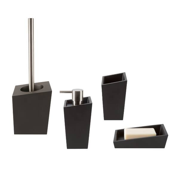 Shop 4 Piece Bathroom Accessories Set Spirella Yoshi Matte Black Polyresin Overstock 31831592