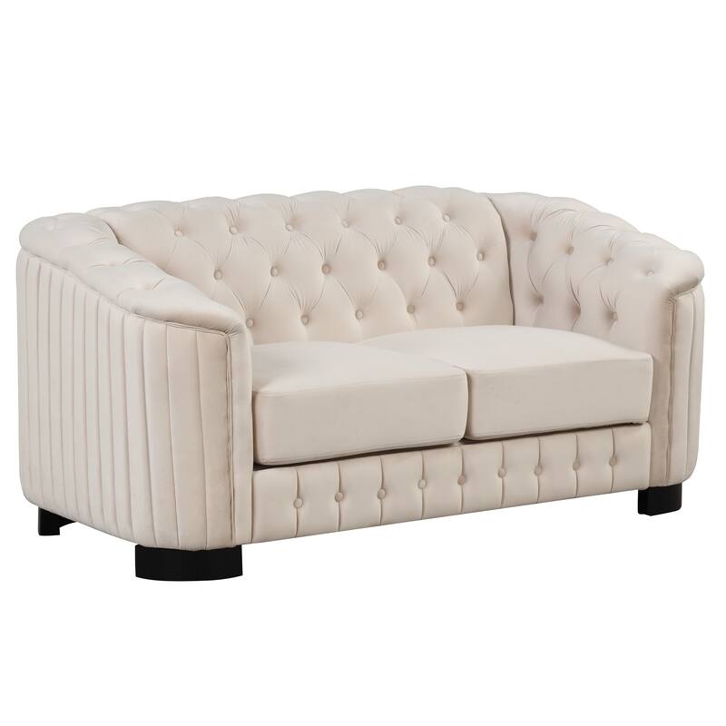 3 Pieces Modern elvet Upholstered Living Room Sofa Set Sectional