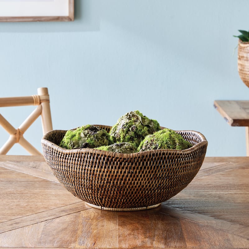 Burma Rattan Scalloped Edge Bowl