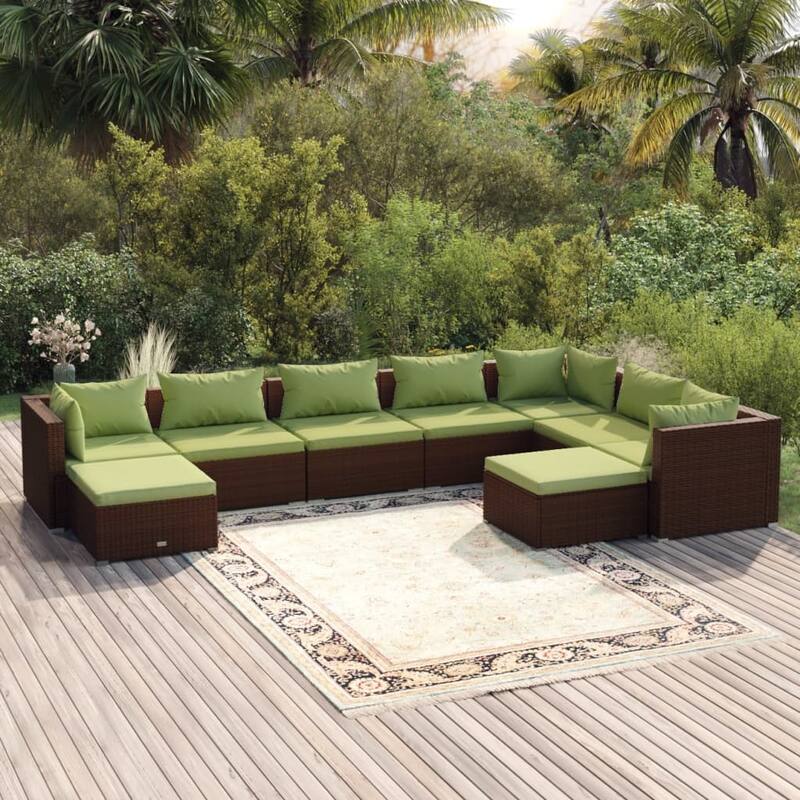 vidaXL Patio Lounge Set Outdoor Sectional Sofa Set Table Garden Poly Rattan - 27.6" x 27.6" x 23.8"