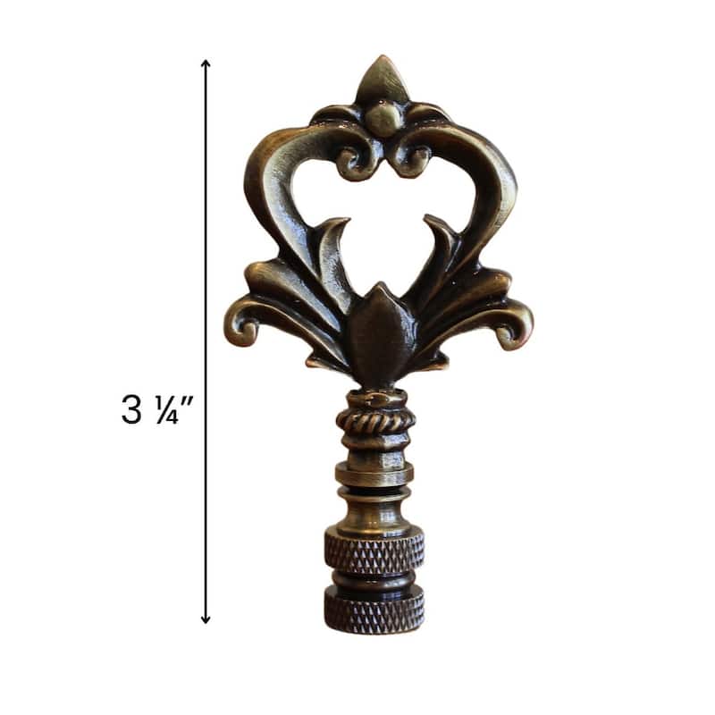 Neo-Classical Church Key Lamp Finial Antique Brass, 3.1"h