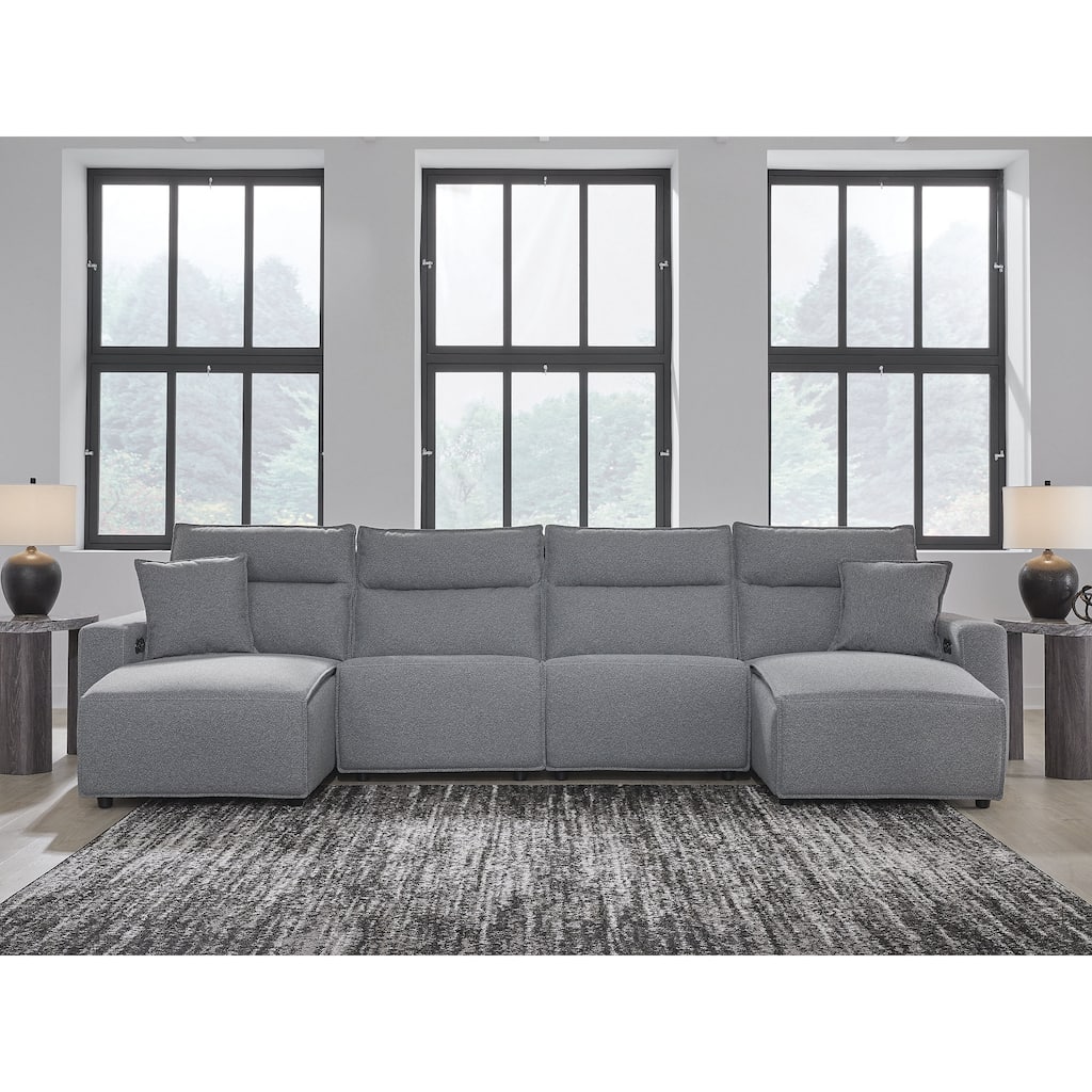 Signature Design by Ashley Modmax Gray 4-Piece Power Reclining Sectional with Chaise - 150" W x 63" D x 41" H