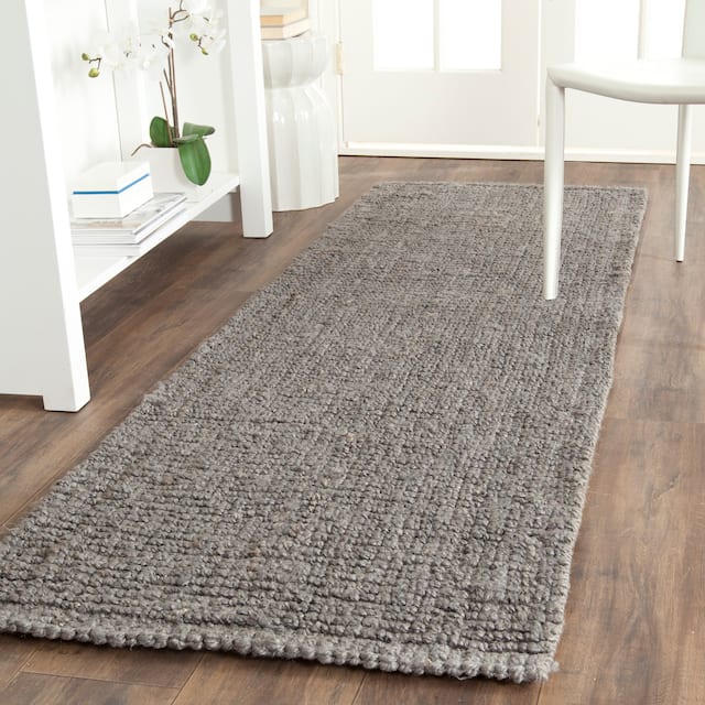 SAFAVIEH Jerneja Handmade Solid Chunky Jute Area Rug - 2'6" x 10' Runner - Light Grey