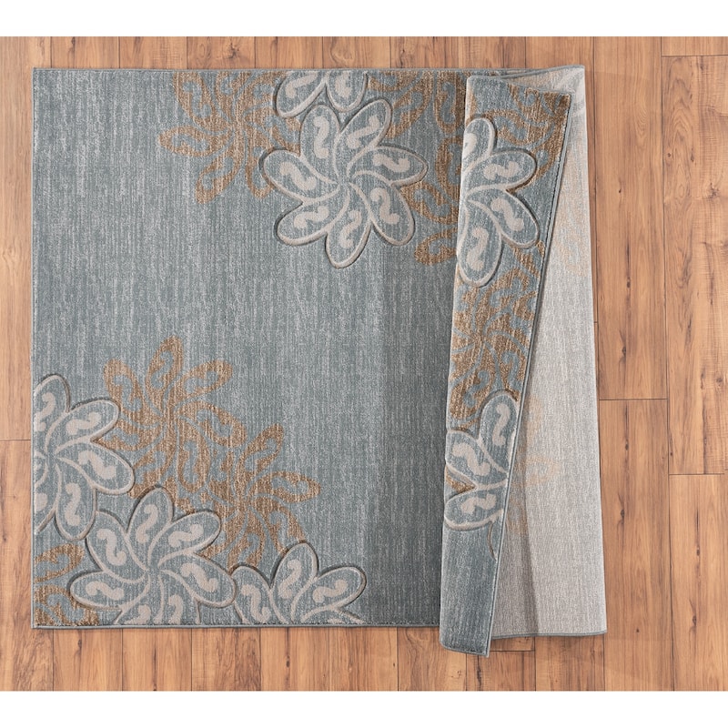 Glamour Collection Floral Polypropylene Area Rug