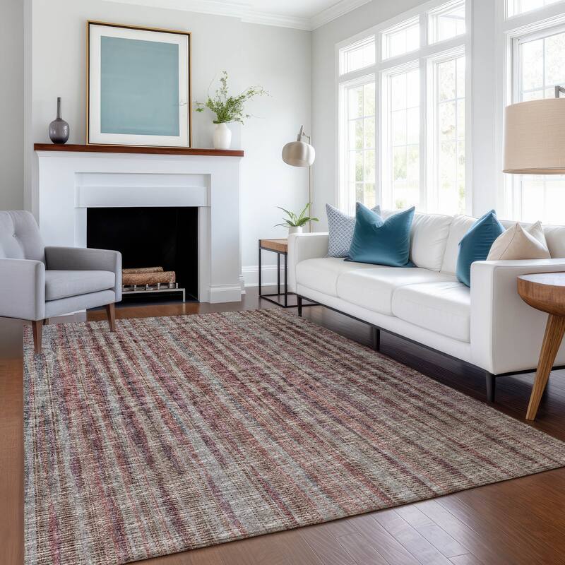 Premium Washable Super Soft Modern Stripes Mayfield Rug - Burgundy - 9' x 12' - Rectangle
