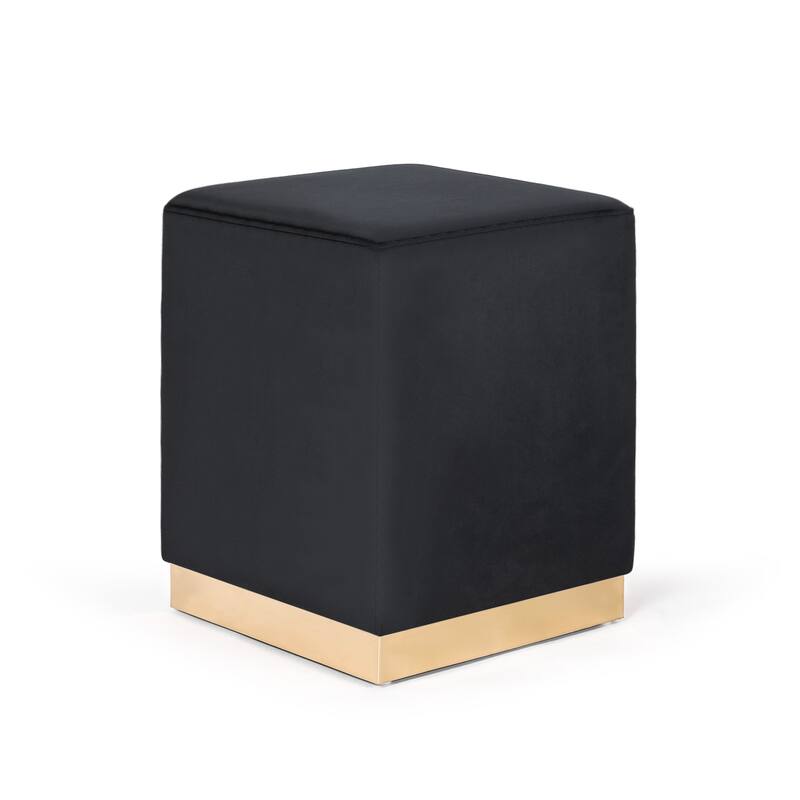 Adeco Ottoman Footrest Vanity Stool Gold Trim Footstool