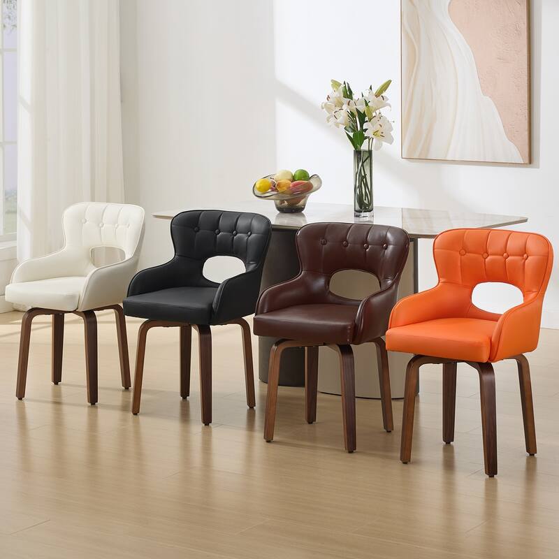 Bentwood Swivel Dining Chairs Set of 2/4/6, Faux Leather Upholstered Chairs Kitchen Chairs