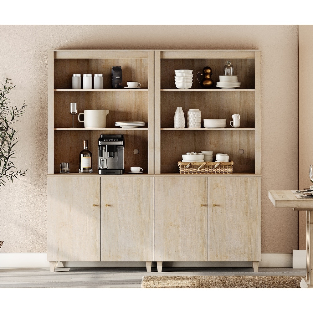 Modern 71" Tall Pantry Cabinet with Doors & Shelves for Dining Room