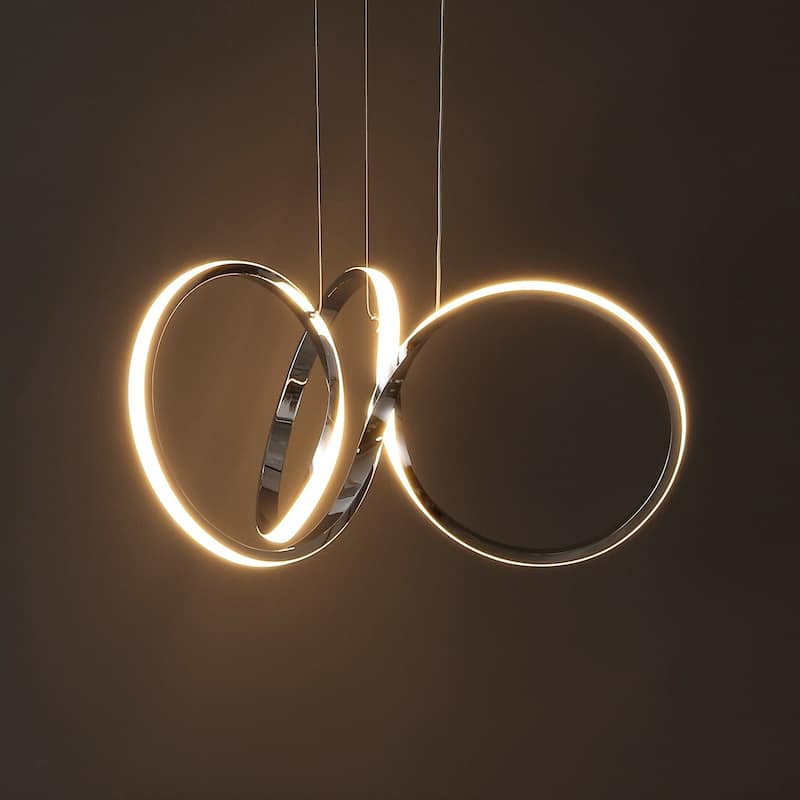 Alden 24" 1-Light Contemporary Minimalist Aluminum Ribbon Integrated LED Pendant, Chrome/Silver by JONATHAN Y