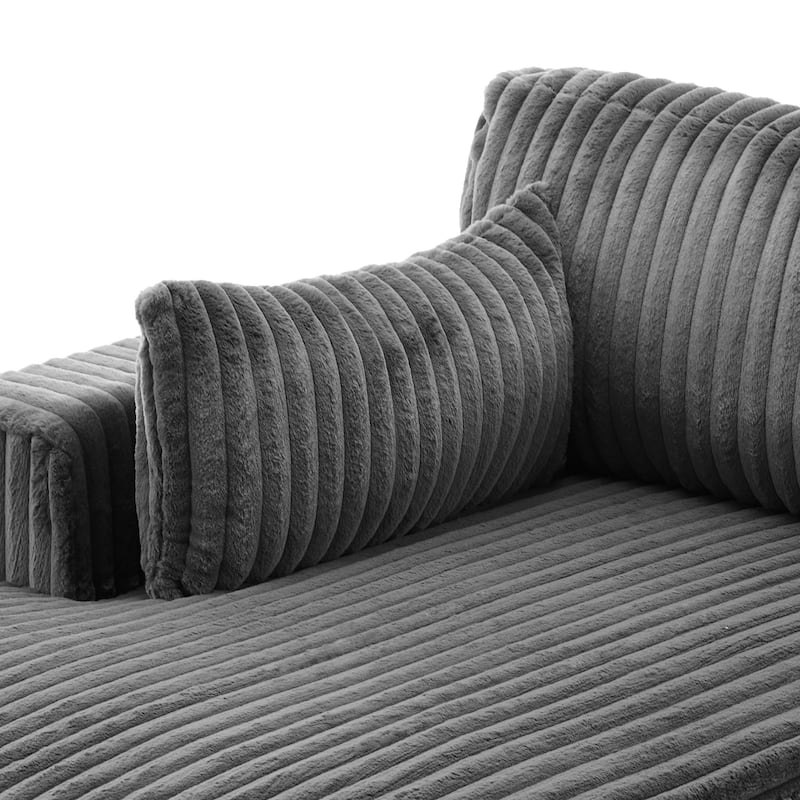 42" W Plush Corduroy Upholstered Chaise Lounge Sleeper for Living