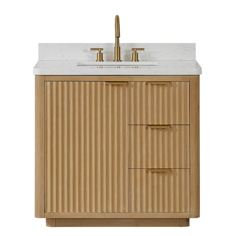 Miseno MV-NM-CADI36-LWT Cadiz 36" Free Standing Single Basin Vanity - Washed Ash Grey - Ash Finish