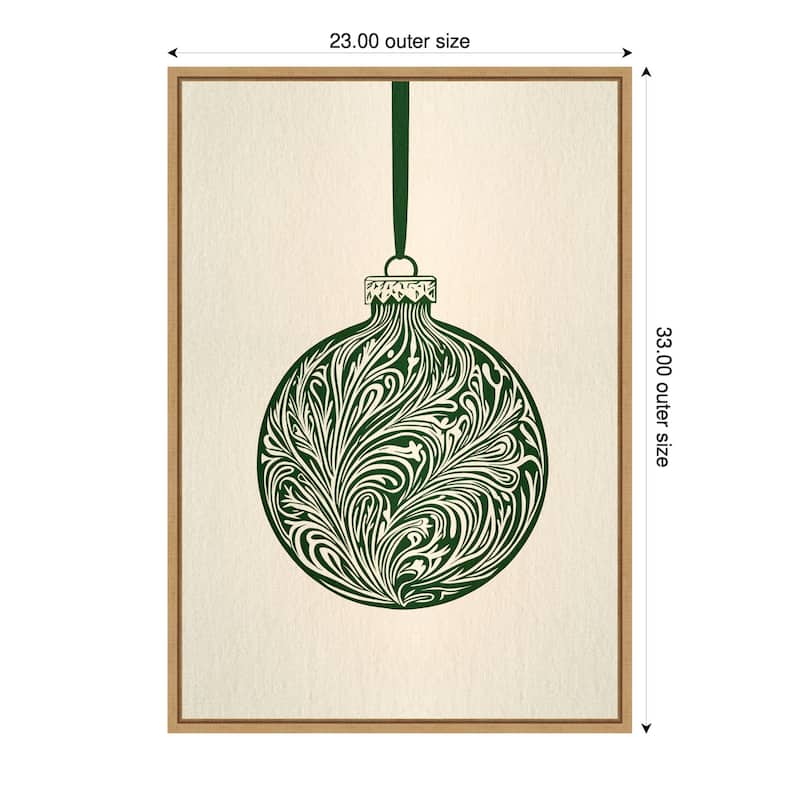 Olive Green Christmas Bauble by Pictufy Studio (23 x 33 in.), Framed Canvas Wall Art Print - Sylvie Natural