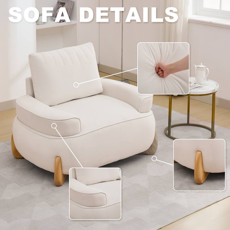 Oversized Velvet Accent Armchair with a Large Removable Ottoman