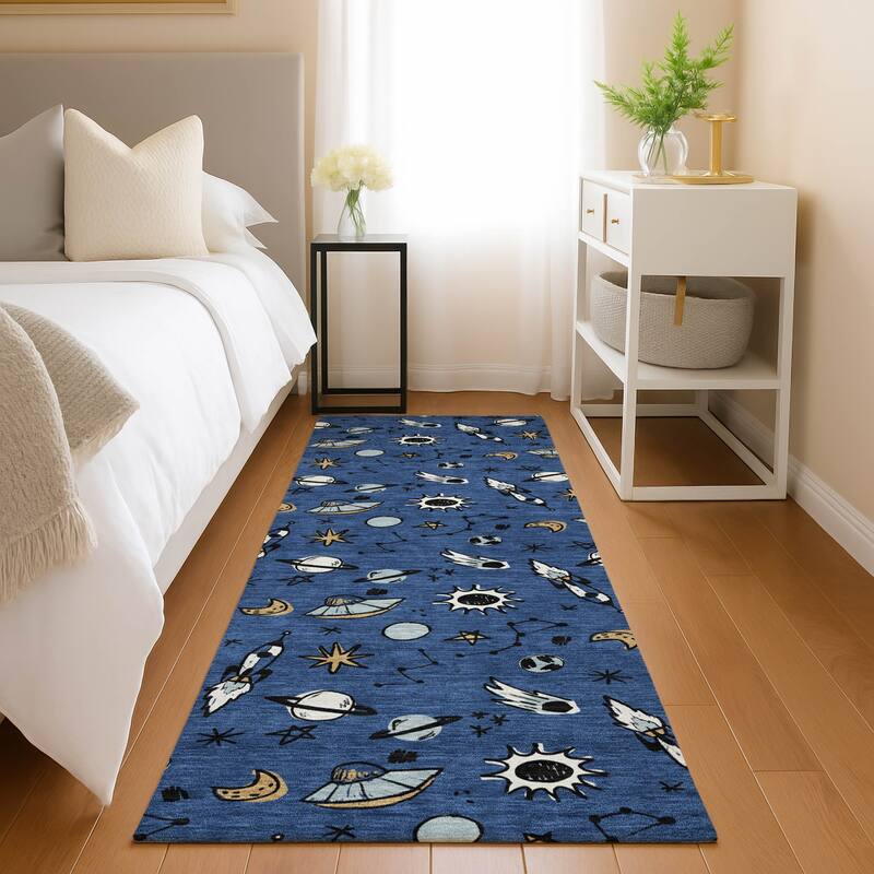 Machine Washable Indoor/ Outdoor Spaceship Chantille Rug