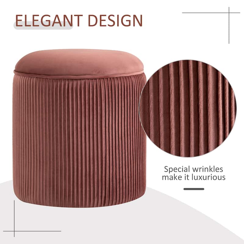 HOMCOM 15'' Small Padded Ottoman Foot Stool with Wrinkle Fabric Design, Thick Sponge Padding and Solid Base