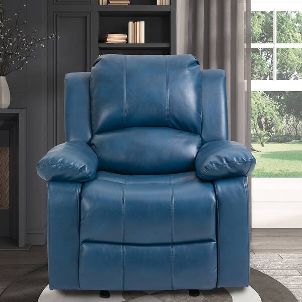 slide 2 of 19, Clihome Blue Faux Leather 8-Point Massage Recliner