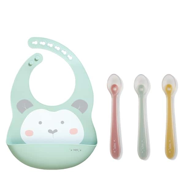 slide 2 of 7, Saro Sweet and Fun Silicone Spoon & Bib Set