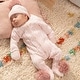preview thumbnail 2 of 6, Newborn Baby Girl Knit Ensemble with Pom-Pom Details