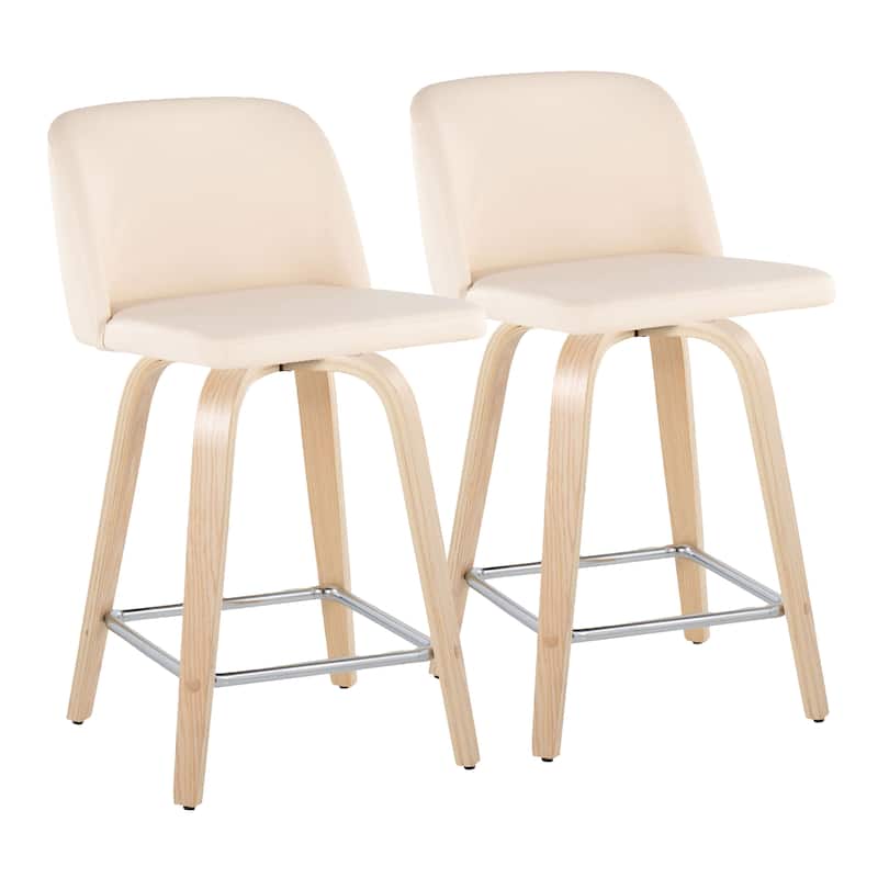 Carson Carrington Vallberga 24" Counter Stool with Natural Wood Base (Set of 2)