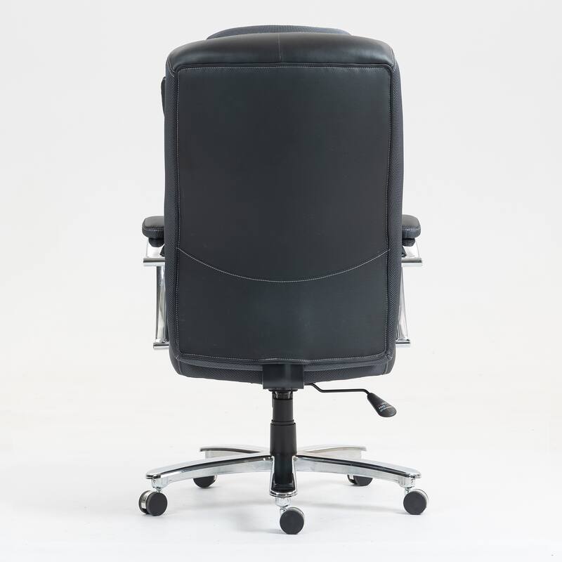 Modern PU Leather Executive Office Chair with High Backrest and Adjustable Height, for Home Offices - Black