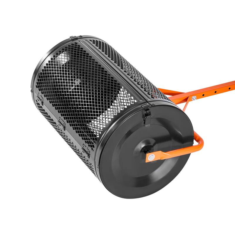 Compost Spreader, 24 in Peat Moss Spreader with T Shaped Handle, 3 Heights Adjustable, Powder-Coated Steel Peat Moss Rolle