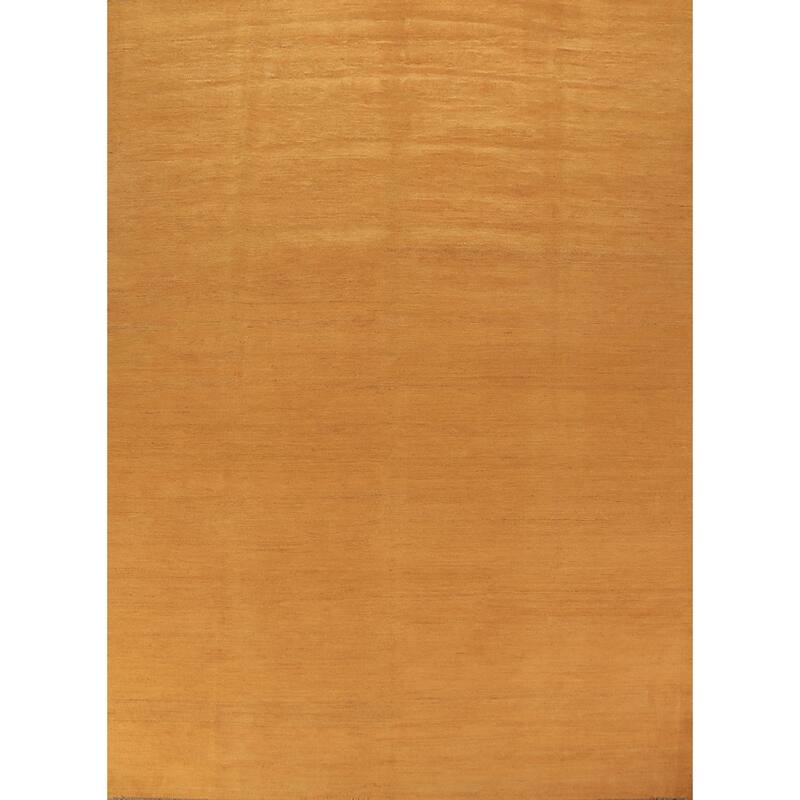 Yellow Gold Modern Gabbeh Oriental Area Rug Handmade Wool Carpet - 8'3" x 9'11"