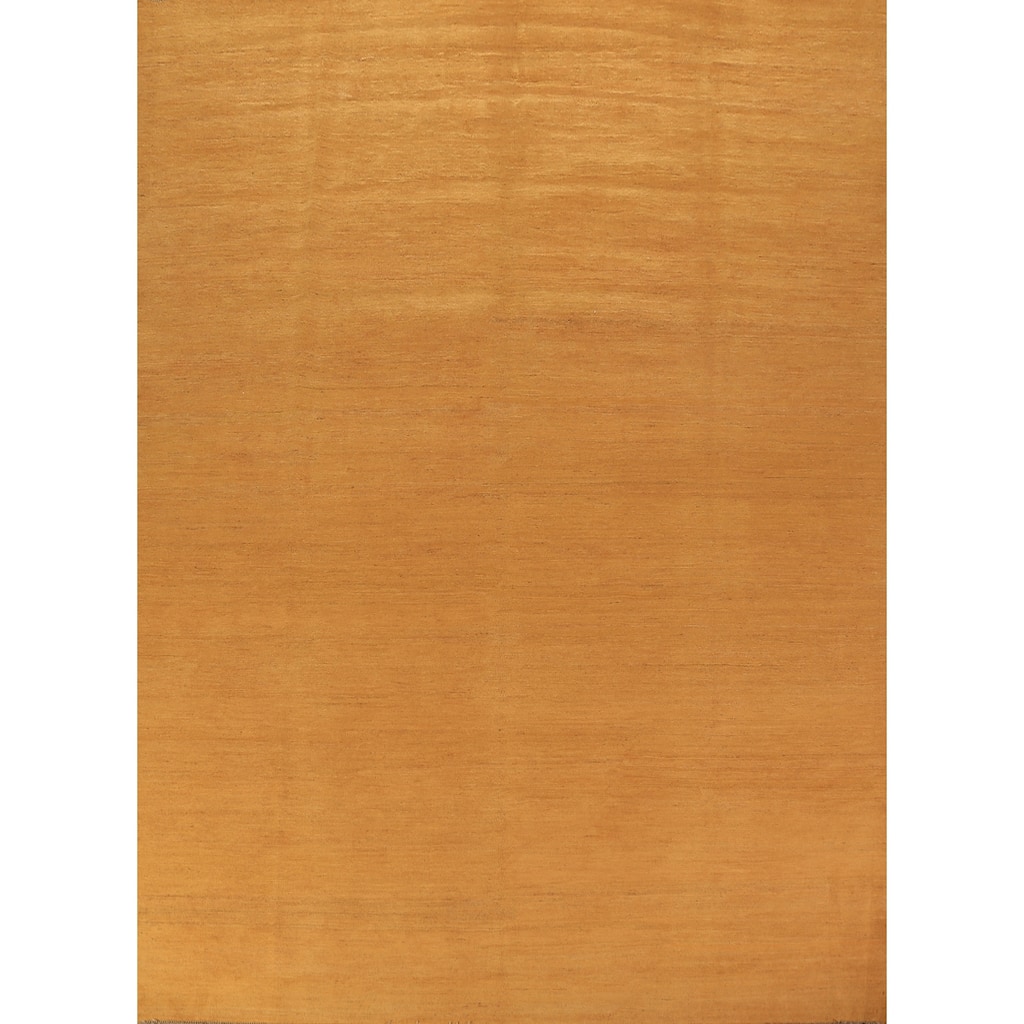 Yellow Gold Modern Gabbeh Oriental Area Rug Handmade Wool Carpet - 8'3" x 9'11"