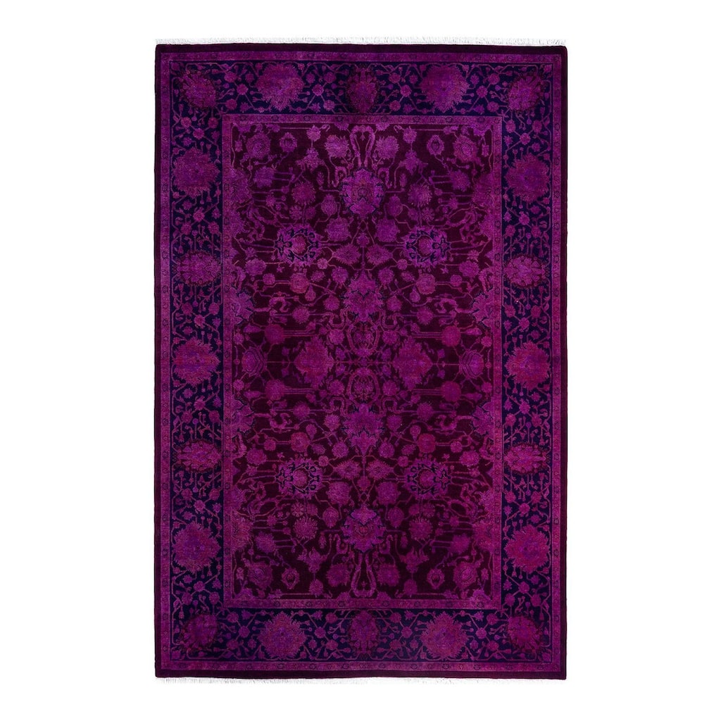 Fine Vibrance One-of-a-Kind Hand-Knotted Area Rug - Pink, 6' 0" x 9' 1" - 6' 0" x 9' 1"