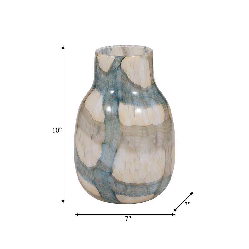 Sagebrook Home Handcrafted Modern Glass Vase - Blue & Tan
