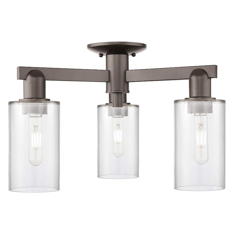 Innovations Lighting 716-3F-11-22 Clymer Semi-Flush Clymer 3 Light 22" - Oil Rubbed Bronze / Clear
