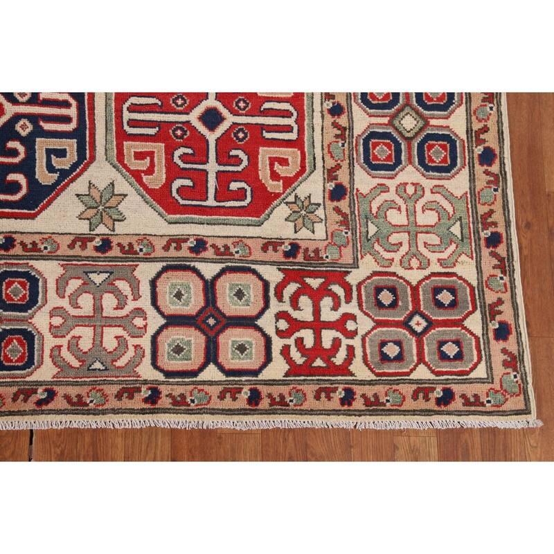 Oriental Beige Kazak Rug Handmade Traditional Wool Carpet - 6'9" x 9'9"