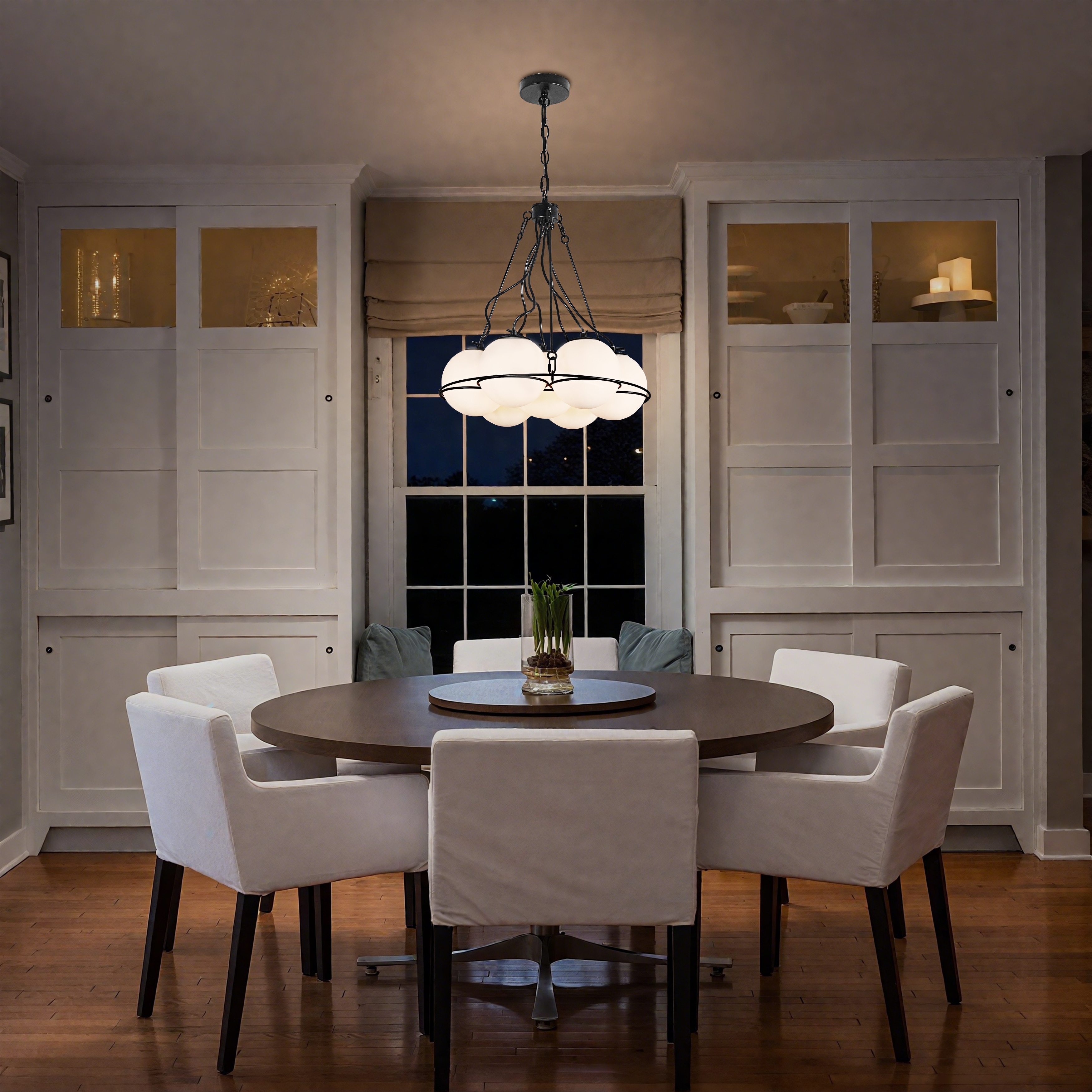 7-Light White Glass Modern Sputnik Chandelier - 18.5