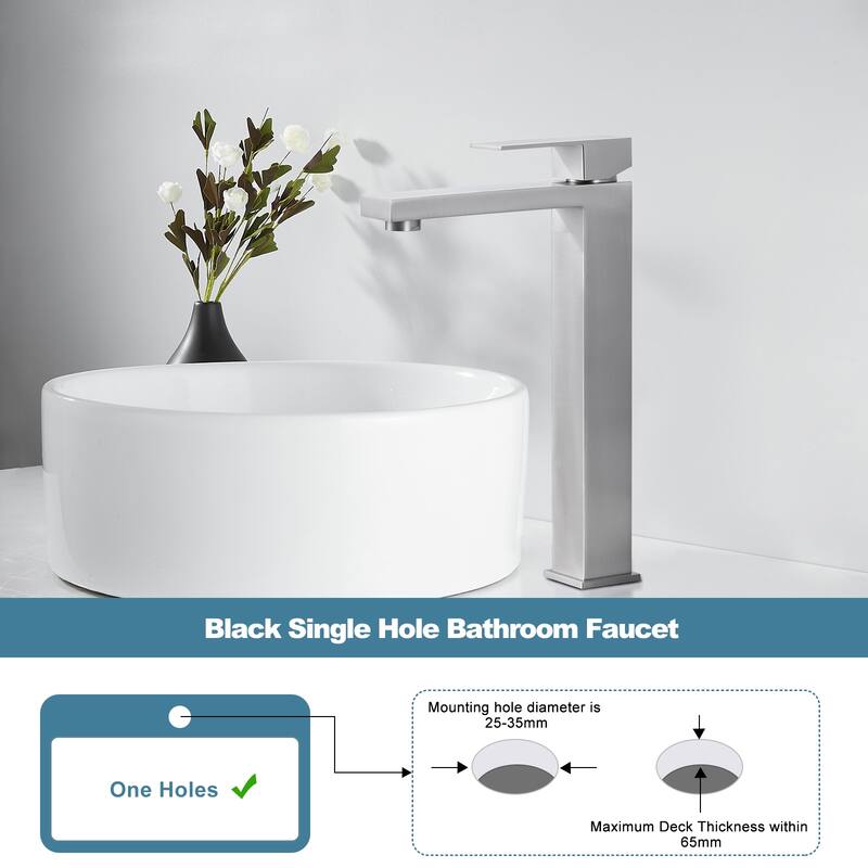 WOWOW Single Handle Single Hole High Arc Bathroom Vessel Faucet