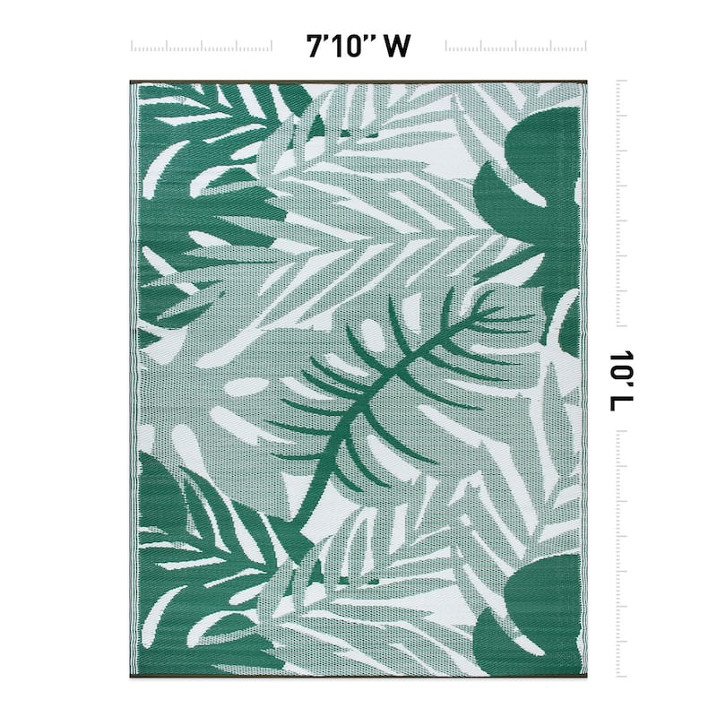 World Rug Gallery Tropical Leaf Reversible Recycled Plastic Outdoor Rugs