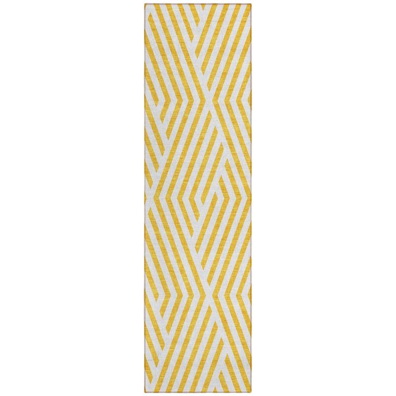 Machine Washable Indoor/ Outdoor Modern Diamonds Chantille Rug